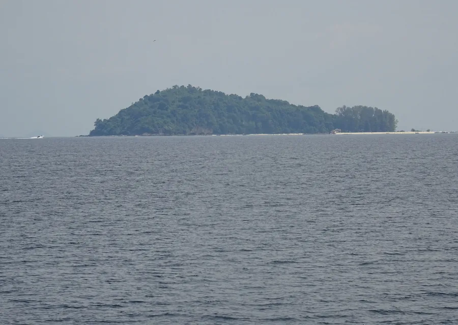 Bamboo Island beach with clear water and white sand